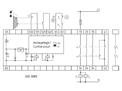 Anschlussbild Schmersal SRB 301MC Schutztuerueberwachung f Not Halt