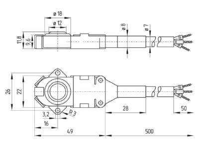 Mazeichnung Schmersal M2R 660 11 K Y Mikroschalter