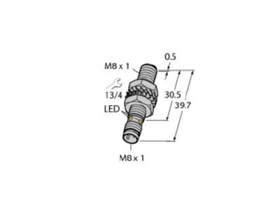 Dimensional drawing Turck BI2 M08 AP6X V1131 Inductive proximity switch 2mm