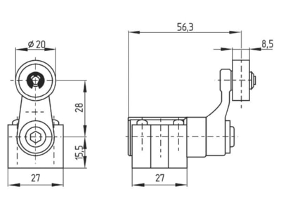 Dimensional drawing 1 Schmersal EX Z4VH 335 11Z 3G D End switch
