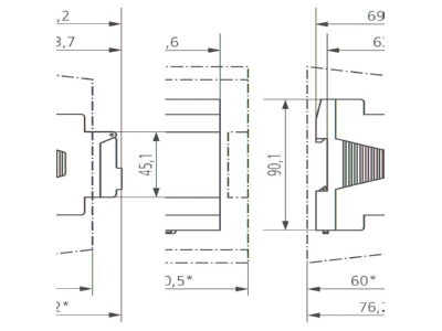 Dimensional drawing Theben LUNA 134 KNX EIB  KNX brightness sensor