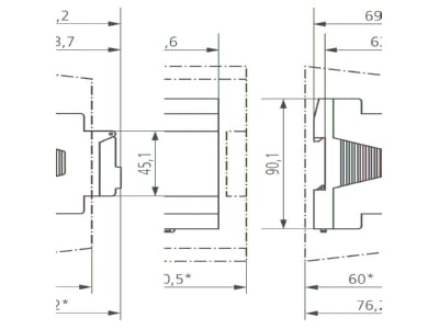 Dimensional drawing Theben LUNA 134 KNX EIB  KNX brightness sensor 