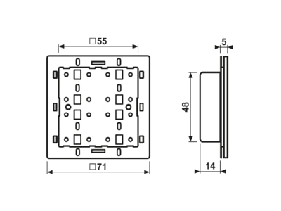 Mazeichnung Jung FM 4002 M Funk Wandsender Modul 2 kanalig