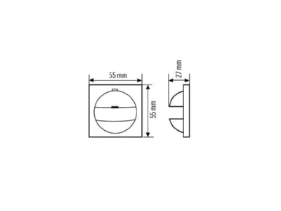 Dimensional drawing ESYLUX COVER BER S1 IP20PWH Accessory for motion sensor AbdeckungIP20 BS1pws