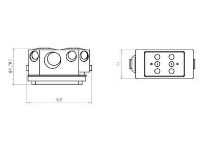 Dimensional drawing Kaiser 1269 04 One gang box B1  2 part