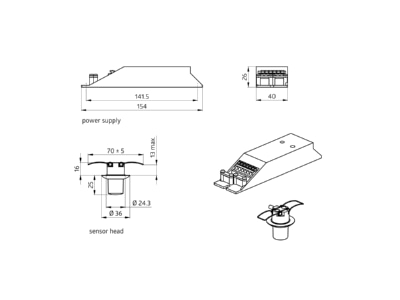 Dimensional drawing BEG PD9M1CSDBIP65GHDE ed Presence detector
