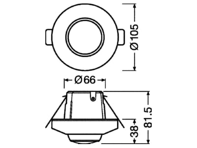 Dimensional drawing Ledvance DALI2SENSOR LS PDCCI Multi sensor for lighting control