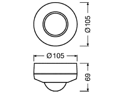 Dimensional drawing Ledvance DALI2SENSOR LS PDWCM Multi sensor for lighting control