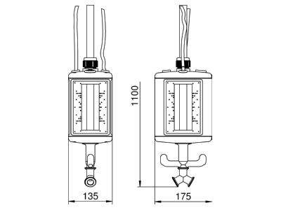 Dimensional drawing 1 OBO VHF 8L LG CEE Socket combination hangable IP44
