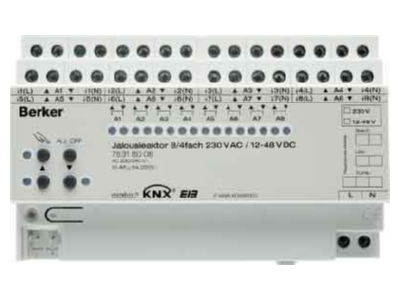 Product image 1 Berker 75318008 EIB  KNX blind shutter actuator 8 fold 230V AC or blind shutter actuator 4 fold 12 48V DC 
