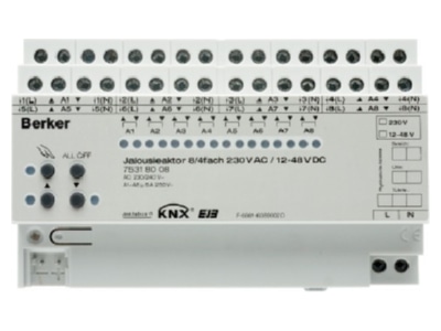 Product image 2 Berker 75318008 EIB  KNX blind shutter actuator 8 fold 230V AC or blind shutter actuator 4 fold 12 48V DC