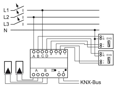 Wiring plan Busch Jaeger 6197 70 EIB  KNX light control unit 