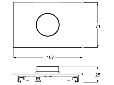 Dimensional drawing Busch Jaeger 6341 825 101 EIB  KNX touch sensor 1 fold