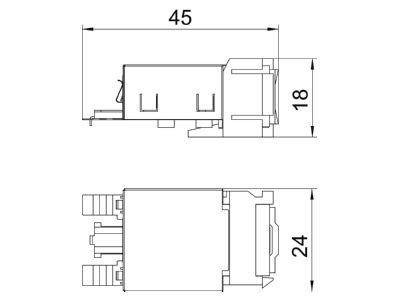 Mazeichnung 1 OBO ASM C5 GS Anschlussmodul CAT 5 Snap In