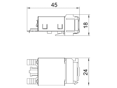 Dimensional drawing 1 OBO ASM C6 GS RJ45 8 8  jack
