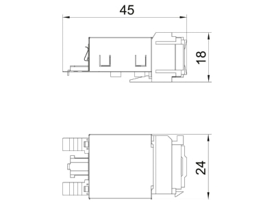 Dimensional drawing 2 OBO ASM C6 GS RJ45 8 8  jack