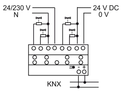 Connection diagram Busch Jaeger 6164 40 101 EIB  KNX switching actuator 4 ch
