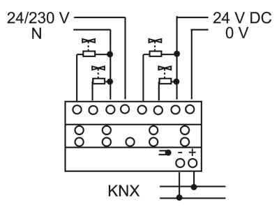 Wiring plan Busch Jaeger 6164 40 101 EIB  KNX switching actuator 4 ch 