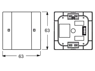 Dimensional drawing Busch Jaeger 6125 01 803 EIB  KNX touch sensor 1 fold 