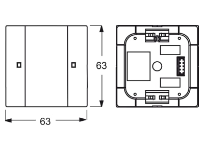 Dimensional drawing Busch Jaeger 6125 01 885 EIB  KNX touch sensor 2 fold 