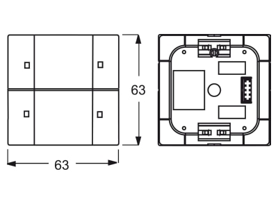 Mazeichnung Busch Jaeger 6126 01 884 EIB  KNX Tastsensor 2fach mit Busankoppler 