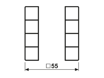 Dimensional drawing Jung A 504 TSA AL Cover plate for switch aluminium