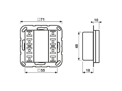 Maßzeichnung Jung A 5092 TSEM Tastsensor Erweiter modul Universal  2fach