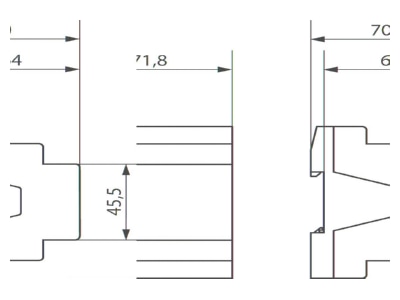 Dimensional drawing Theben JMG 4 T KNX EIB  KNX blind shutter actuator 4 fold  MIX2  Basic Module