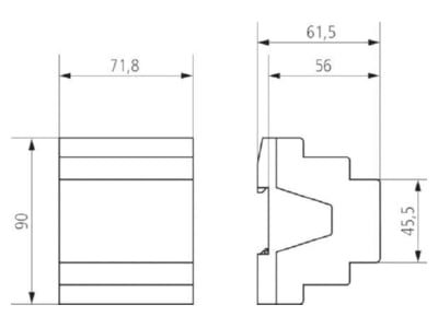 Dimensional drawing 1 Theben RM 8 S KNX EIB  KNX switching actuator 8 ch 
