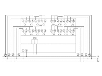 Schaltbild Theben RM 16 S KNX Schaltaktor 16 fach