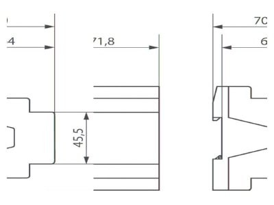 Maßzeichnung 2 Theben DM 4 2 T KNX Dimmaktor 4 fach