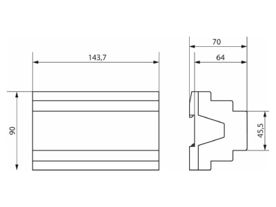Maßzeichnung Theben DM 8 2 T KNX EIB  KNX Dimmaktor 8fach  8x200VA 