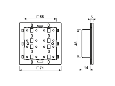 Dimensional drawing Jung 4193 TSM EIB  KNX touch sensor 6 fold 