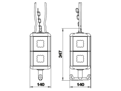 Dimensional drawing 1 OBO VH 8 LG8P2 CEE Socket combination hangable IP20
