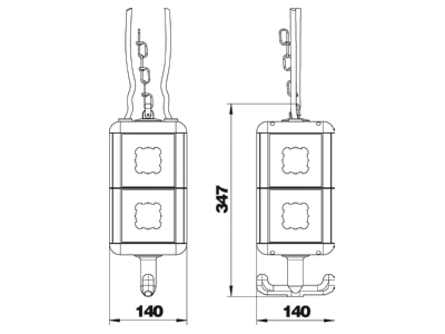 Dimensional drawing 2 OBO VH 8 LG8P2 CEE Socket combination hangable IP20