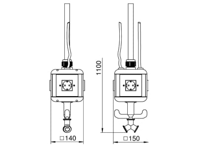 Mazeichnung 1 OBO VH 4L 4SD Versorgungseinheit IP20  Luft  Griff