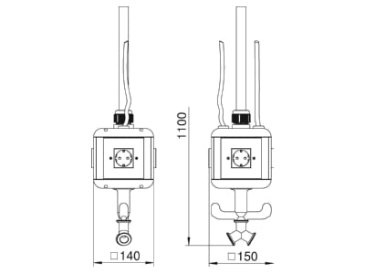 Mazeichnung 2 OBO VH 4L 4SD Versorgungseinheit IP20  Luft  Griff