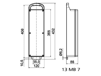 Dimensional drawing Bals 53525 CEE Socket combination portable IP44