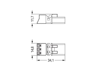 Mazeichnung WAGO 890 213 Steckerteil 3pol  sw