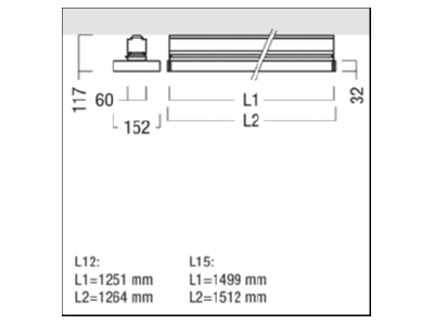 Dimensional drawing Zumtobel ECOOS2SLIM  42939113 Ceiling  wall luminaire ECOOS2SLIM 42939113