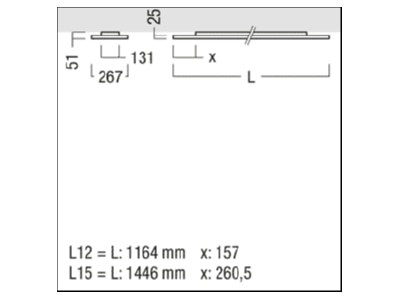 Dimensional drawing Zumtobel LF3 A 4600 L15 940WH Ceiling  wall luminaire