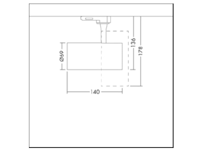 Dimensional drawing Zumtobel LUCA M 38 2100 930WH Downlight spot floodlight