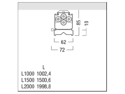 Mazeichnung Zumtobel TEC C 1000  42936520 LED Lichtbandleuchte IP64 865 TEC C 1000 42936520