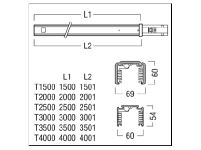 Dimensional drawing Zumtobel TECTON T  22171687 Accessory for luminaires TECTON T 22171687