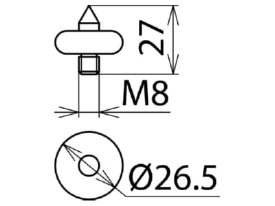 Masszeichnung 1 DEHN EL M8 SZ PHE PHV Zwiebel Elektrode ab 3kV m Spitze