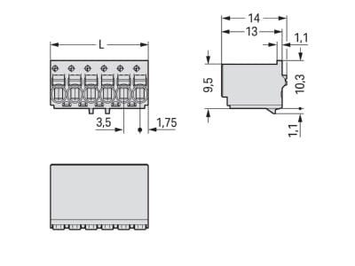 Dimensional drawing WAGO 2091 1126 Terminal strip 6 p 0 2   1 5mm 