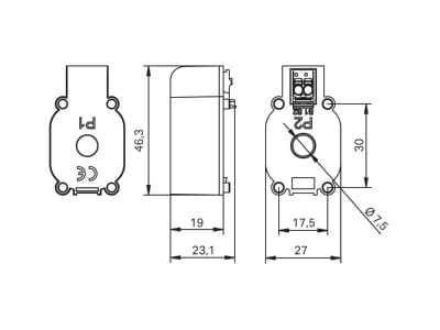 Dimensional drawing 1 WAGO 855 2701 064 001 Amperage measuring transformer 64 1A
