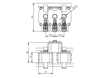 Dimensional drawing 2 WAGO 855 2701 064 001 Amperage measuring transformer 64 1A