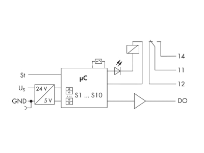 Circuit diagram WAGO 857 640 Timer relay 0 1   360000s DC 24V
