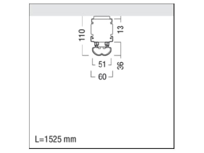 Mazeichnung Zumtobel ZX2 B  42182826 LED Lichtbandleuchte L1525 5200 840EVG WH ZX2 B 42182826